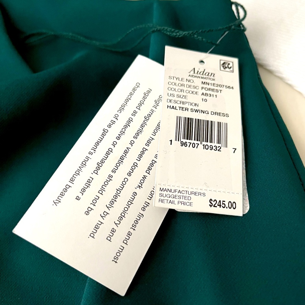 Aidan By Aidan Mattox Halter Swing Faux Feather Trim Cocktail Dress - Picture 10 of 11